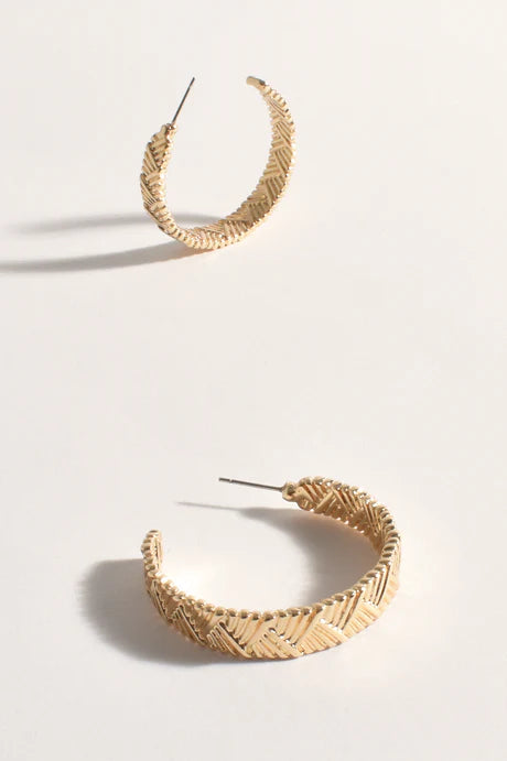Herringbone Statement Earrings - Gold