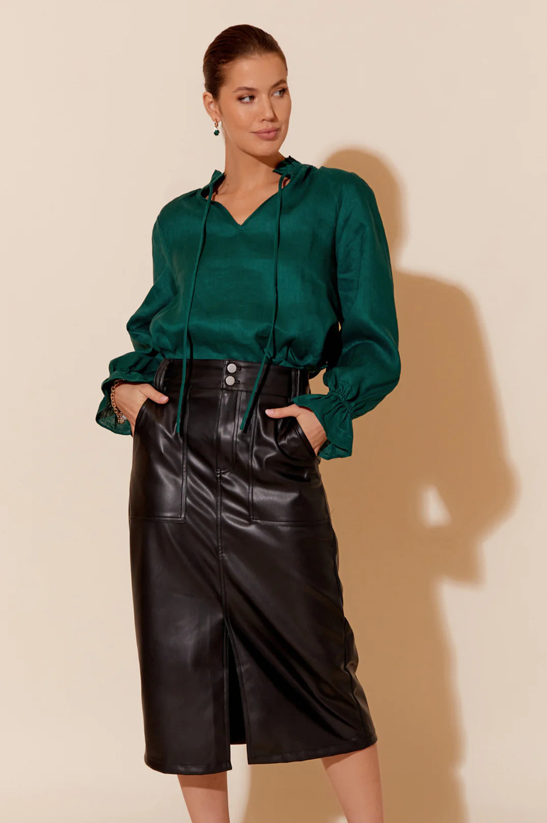 Wren Faux Leather Skirt - Black | Adorne