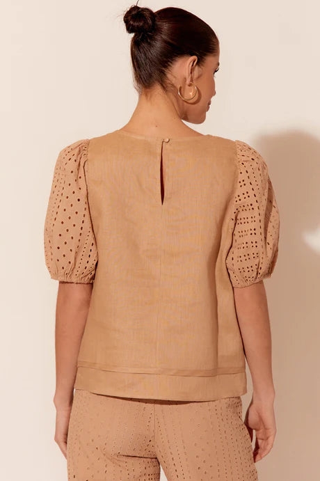 Giselle Broderie Top - Camel