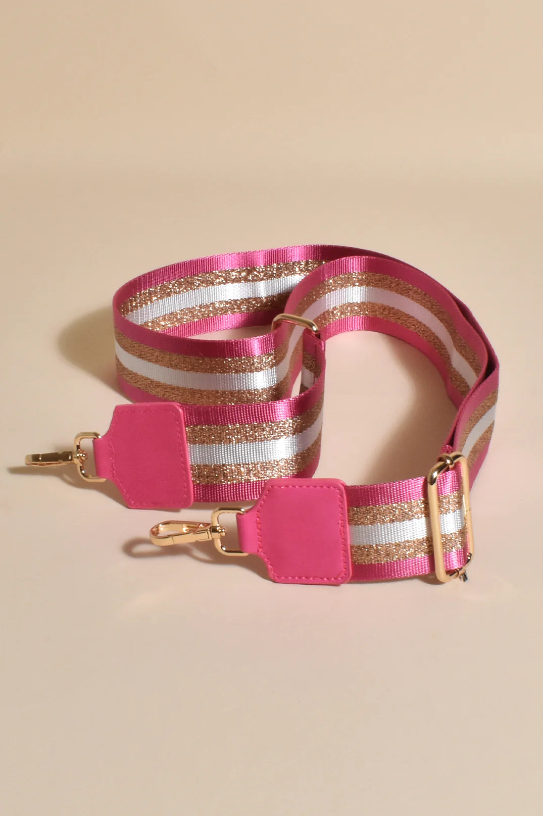 Jazmin Webbing Bag Strap - Hot Pink/Gold