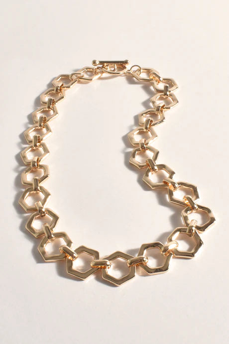 Chunky Geo Chain Necklace - Gold