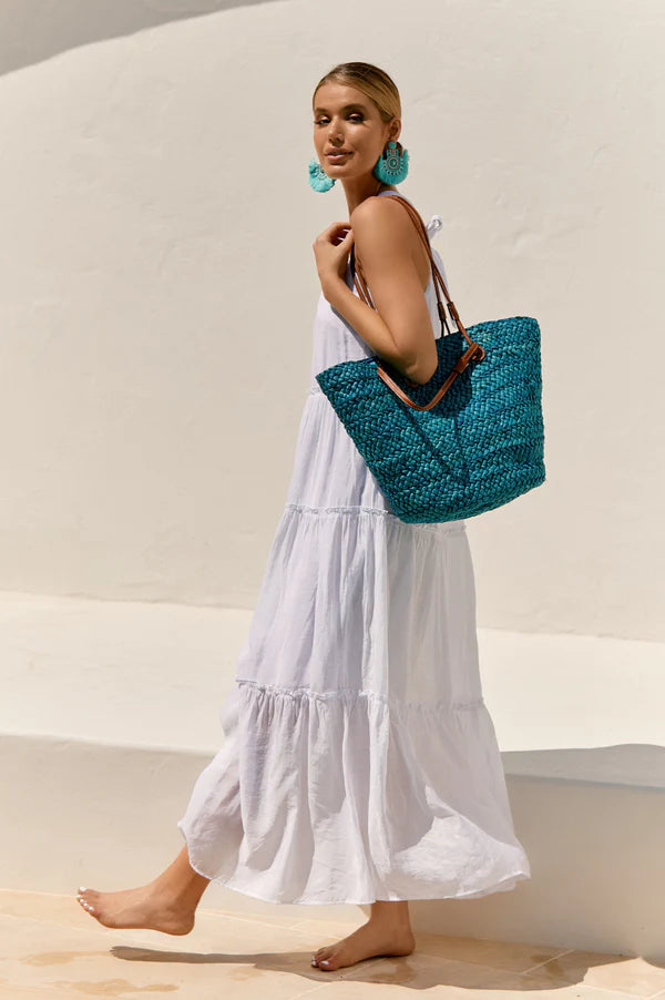 Amina Summer Basket Bag - Teal | ADORNE