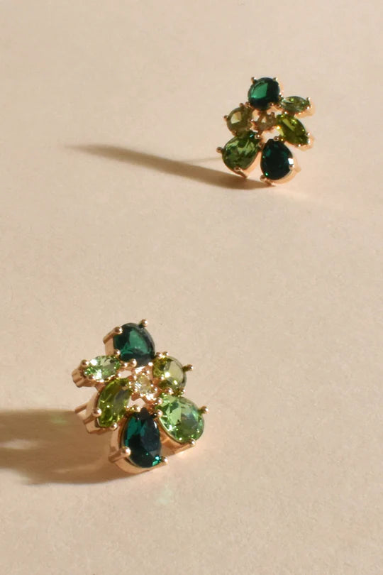 Adorne Jewel Earrings - Multi Green