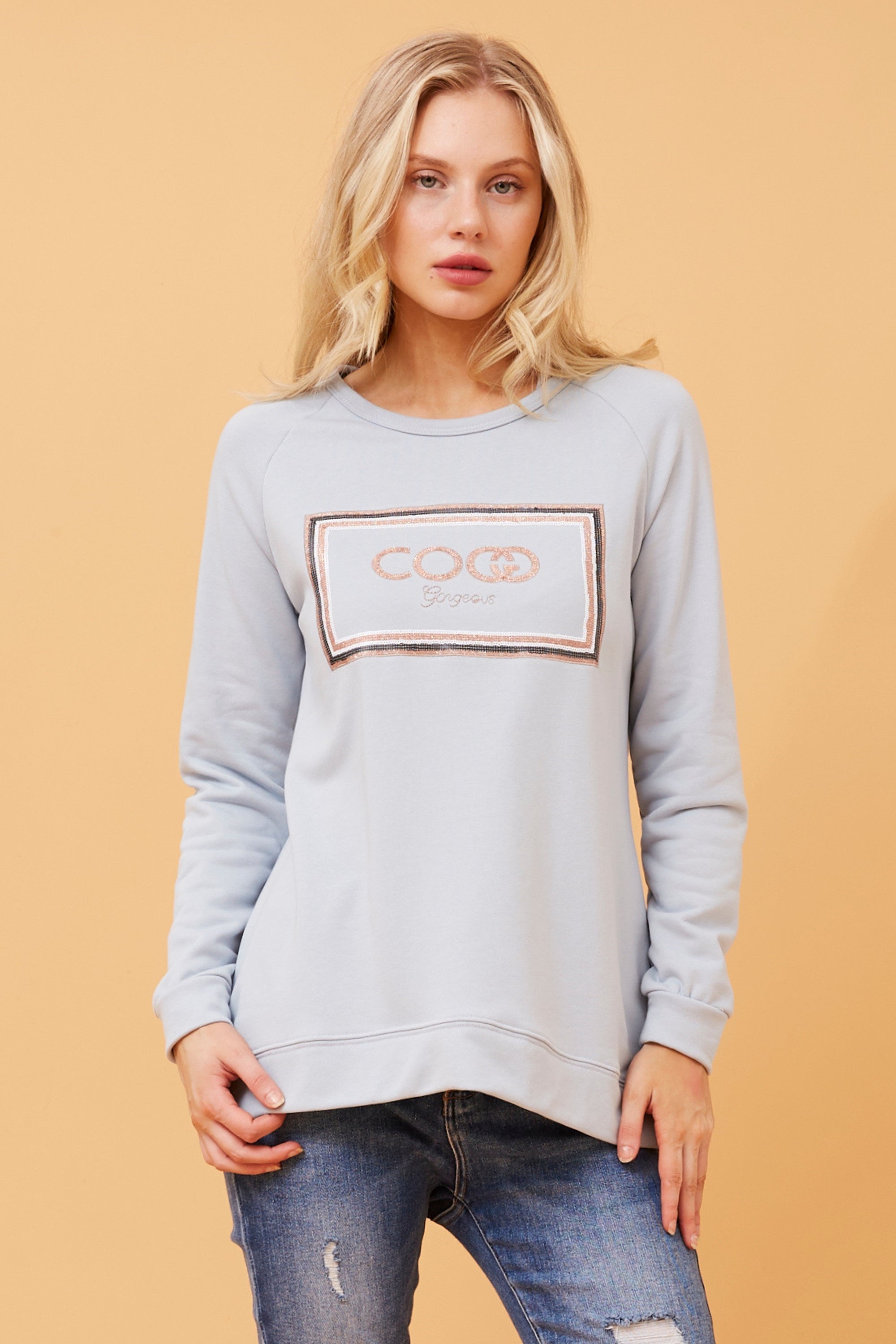 Candice Sequin Jumper - Pale Blue