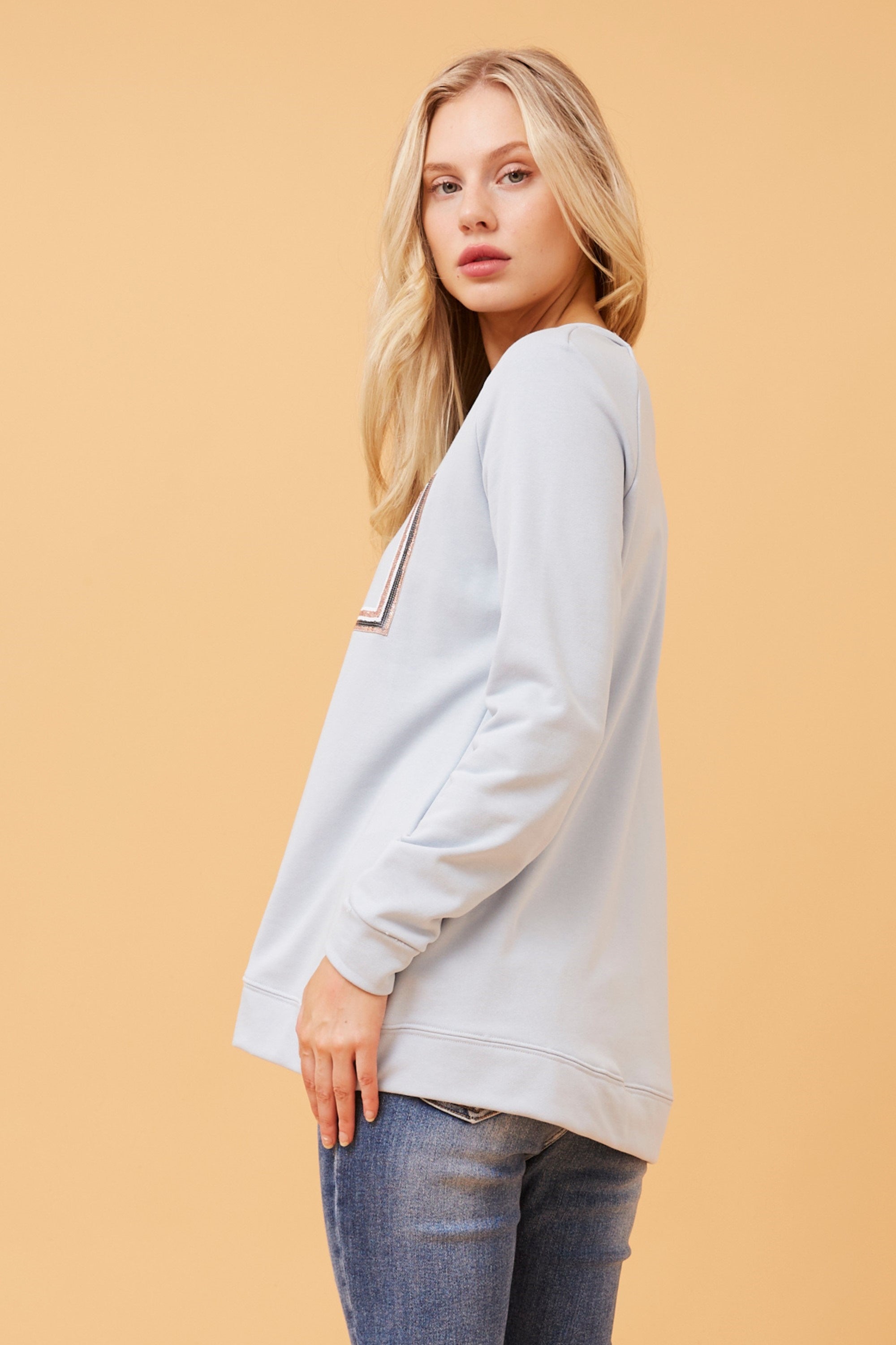 Candice Sequin Jumper - Pale Blue