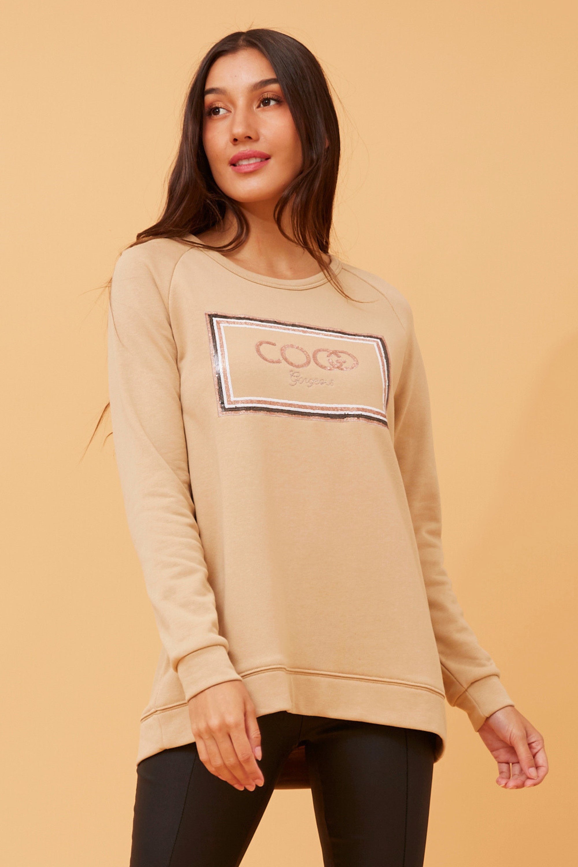 Candice Sequin Jumper - Toffee