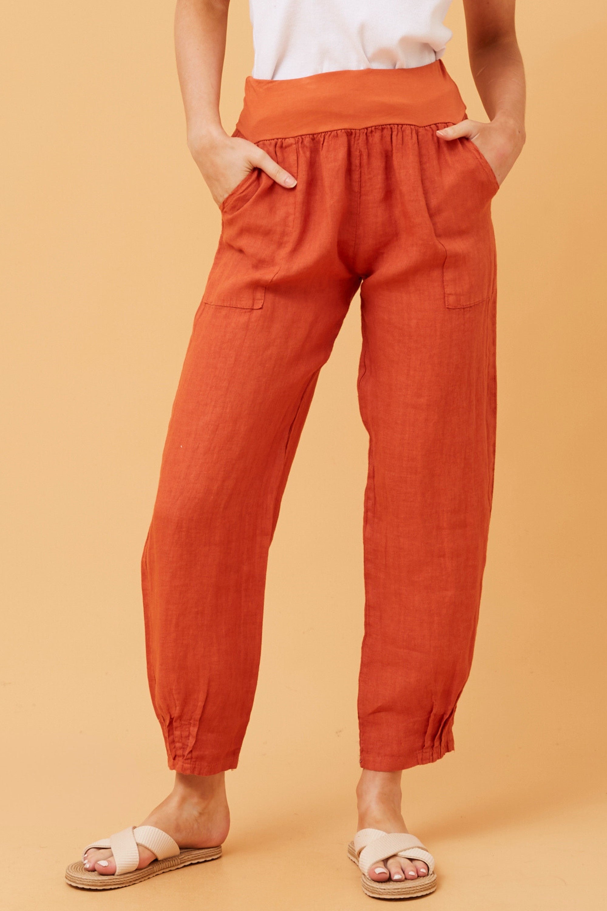 Finn Linen Pants - Rust