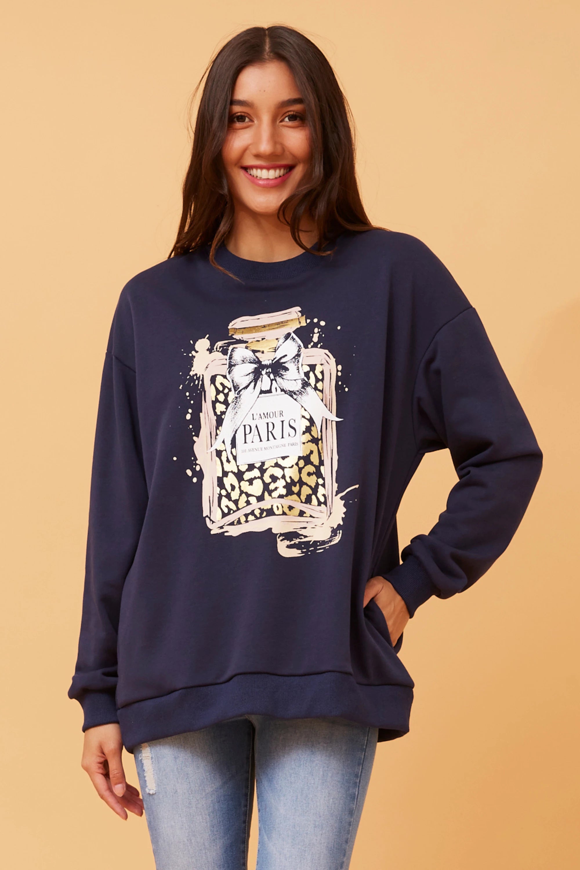 SADIA GRAPHIC PRINT JUMPER (NAVY)