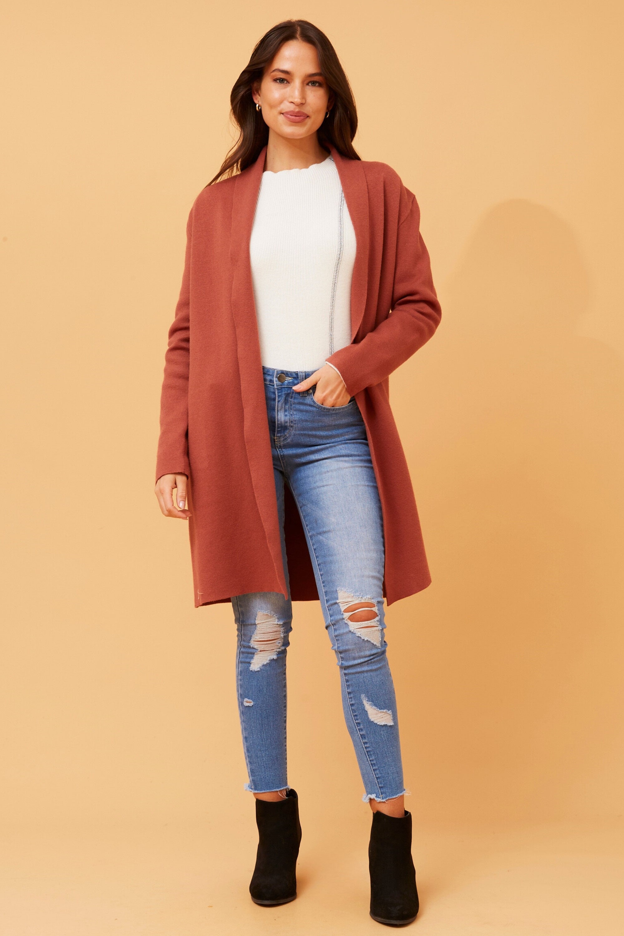 GEORGETTA SOLID KNIT CARDIGAN