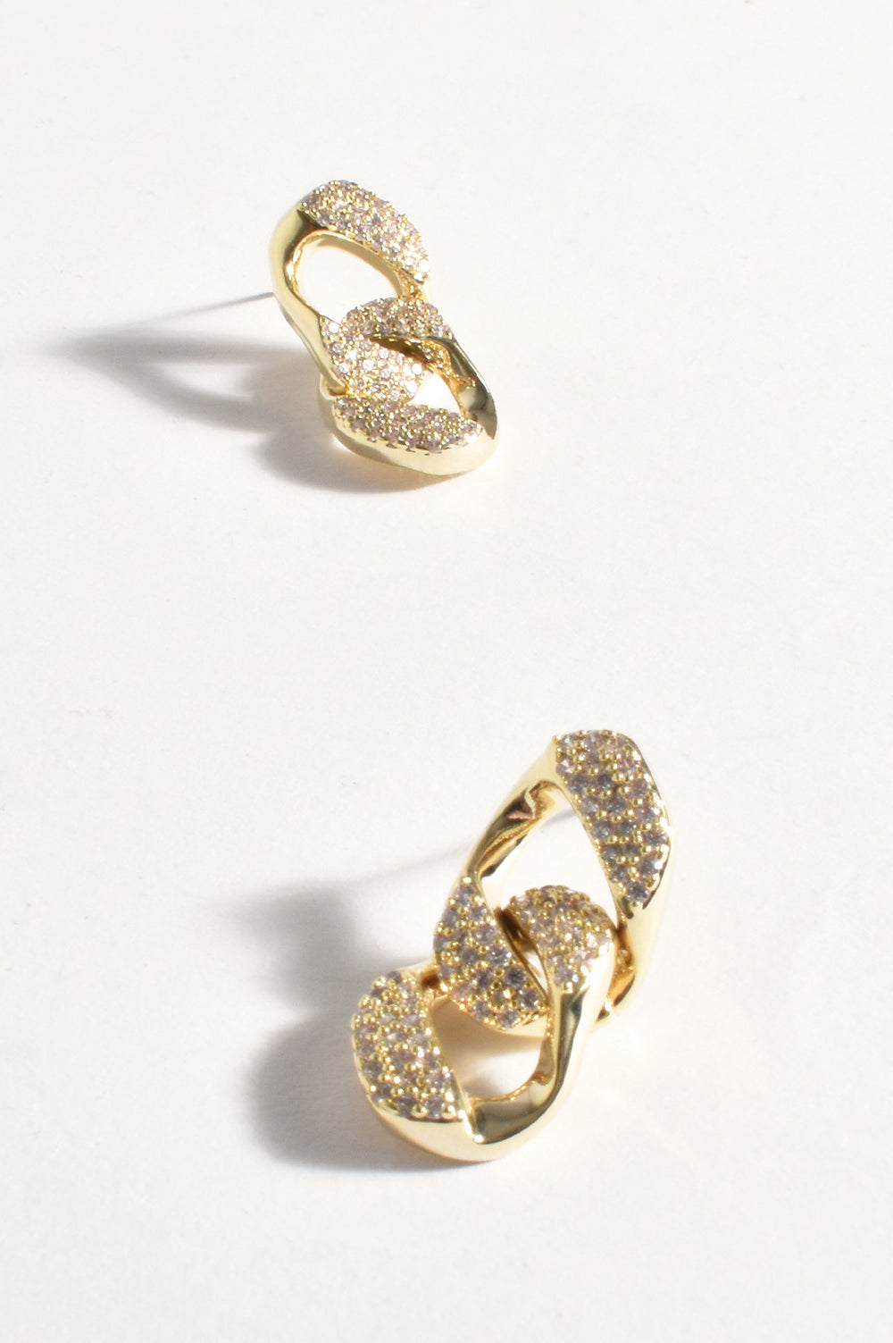 DIAMANTE CHAIN LINK EARRINGS (Gold)