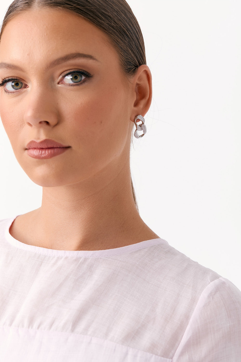 DIAMANTE CHAIN LINK EARRINGS (Gold)