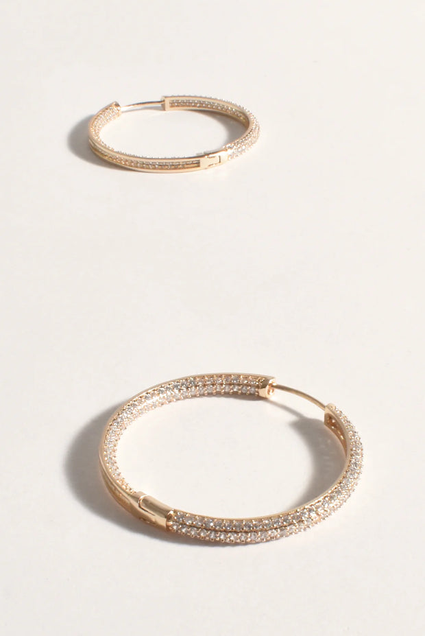 Ezra Diamante Hoop Earrings - Crystal/Gold
