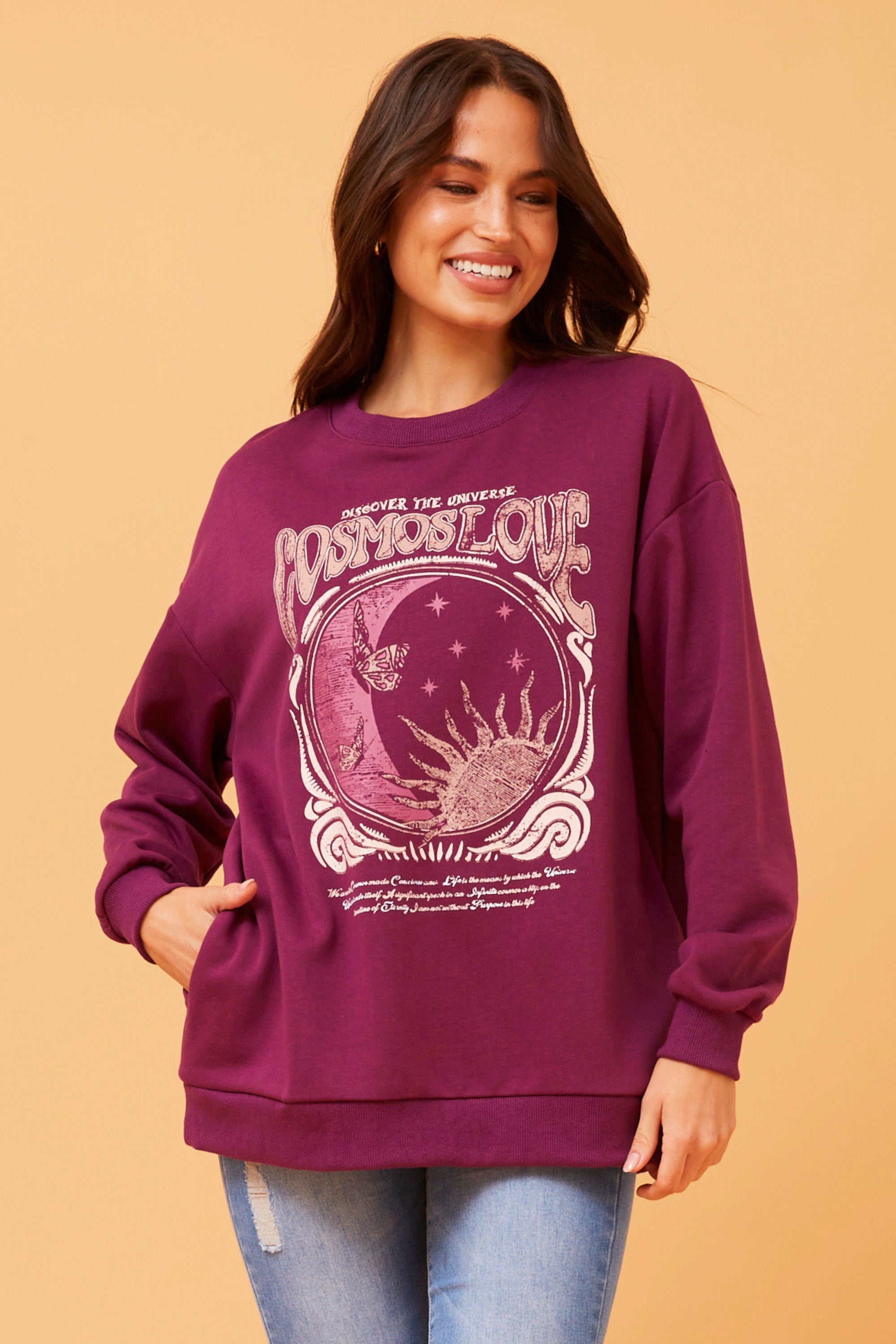 ELLE GRAPHIC PRINT JUMPER (Dark Orchid)