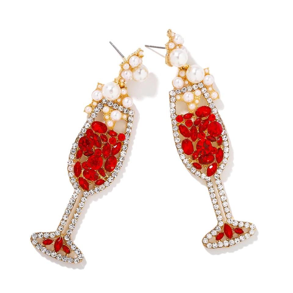 Champagne Petillant Red Earrings