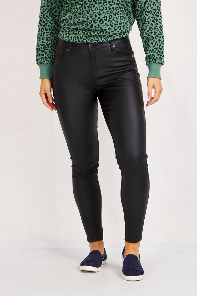 Suzi Wet Look Pants - Black