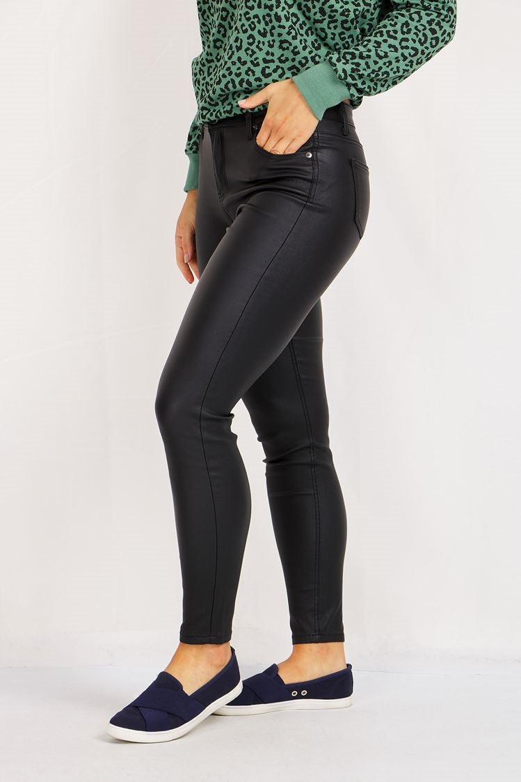 Suzi Wet Look Pants - Black